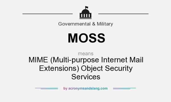 What does MOSS mean? It stands for MIME (Multi-purpose Internet Mail Extensions) Object Security Services