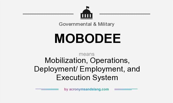What does MOBODEE mean? It stands for Mobilization, Operations, Deployment/ Employment, and Execution System