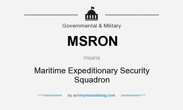What does MSRON mean? It stands for Maritime Expeditionary Security Squadron