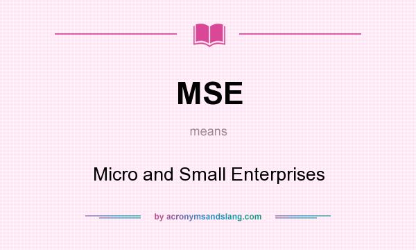What does MSE mean? It stands for Micro and Small Enterprises
