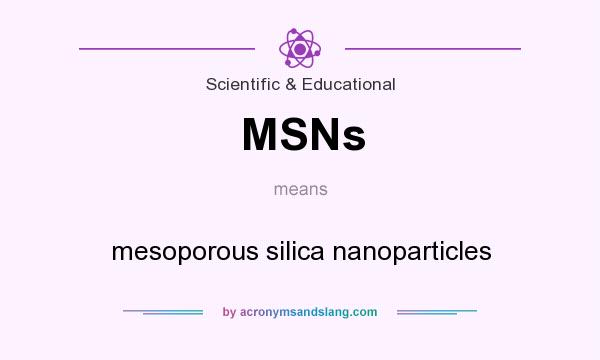 What does MSNs mean? It stands for mesoporous silica nanoparticles