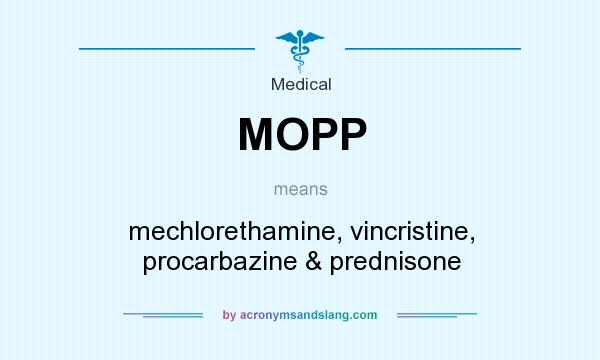 What does MOPP mean? It stands for mechlorethamine, vincristine, procarbazine & prednisone