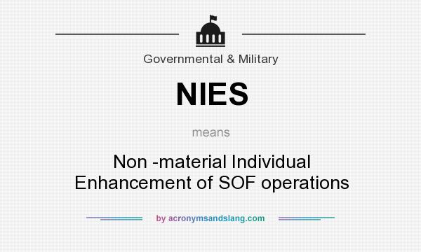 What does NIES mean? It stands for Non -material Individual Enhancement of SOF operations