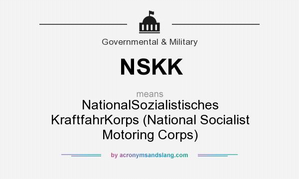 What does NSKK mean? It stands for NationalSozialistisches KraftfahrKorps (National Socialist Motoring Corps)