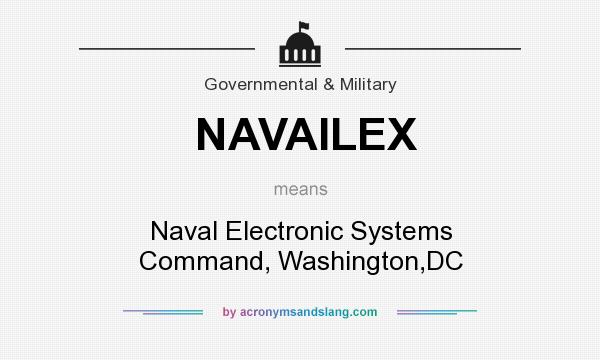What does NAVAILEX mean? It stands for Naval Electronic Systems Command, Washington,DC