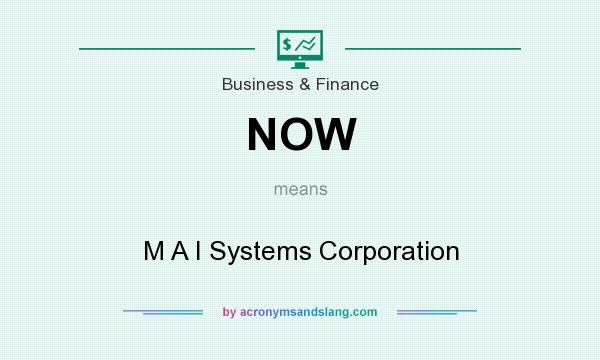 What does NOW mean? It stands for M A I Systems Corporation