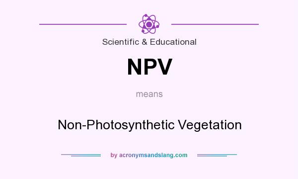 What does NPV mean? It stands for Non-Photosynthetic Vegetation