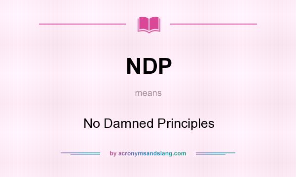 What does NDP mean? It stands for No Damned Principles