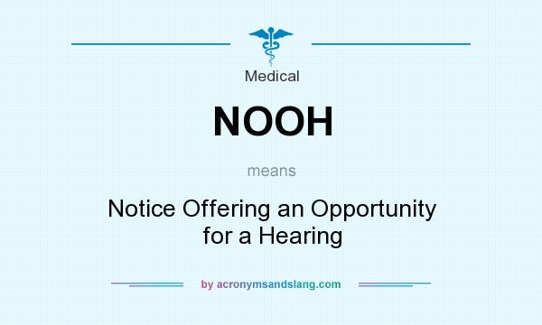 What does NOOH mean? It stands for Notice Offering an Opportunity for a Hearing