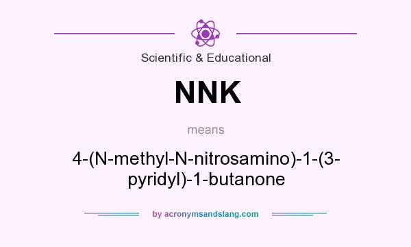 What does NNK mean? It stands for 4-(N-methyl-N-nitrosamino)-1-(3- pyridyl)-1-butanone