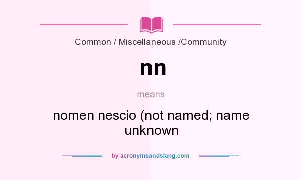 What does nn mean? It stands for nomen nescio (not named; name unknown