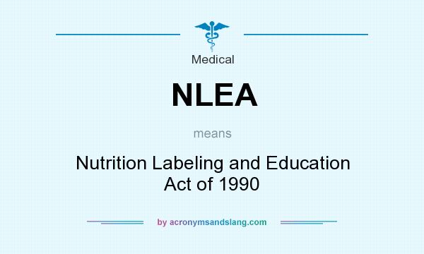 What does NLEA mean? It stands for Nutrition Labeling and Education Act of 1990