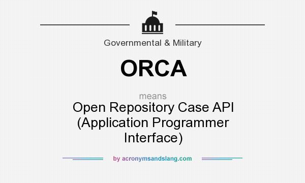 What does ORCA mean? It stands for Open Repository Case API (Application Programmer Interface)