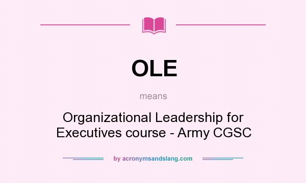 What does OLE mean? It stands for Organizational Leadership for Executives course - Army CGSC