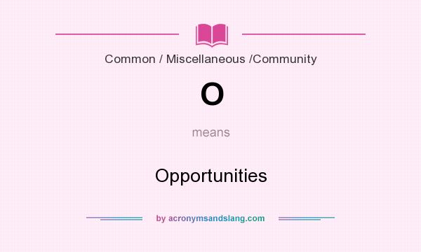 What does O mean? It stands for Opportunities