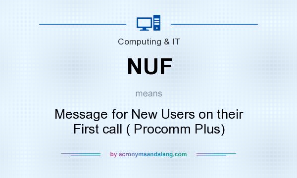 What does NUF mean? It stands for Message for New Users on their First call ( Procomm Plus)