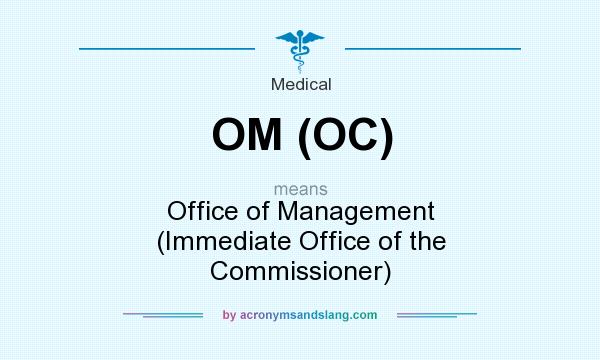 What does OM (OC) mean? It stands for Office of Management (Immediate Office of the Commissioner)
