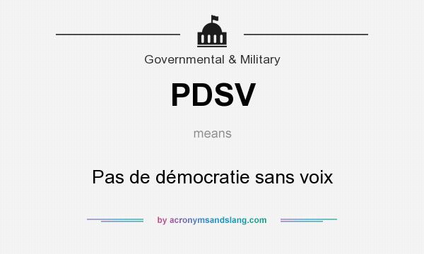 What does PDSV mean? It stands for Pas de démocratie sans voix