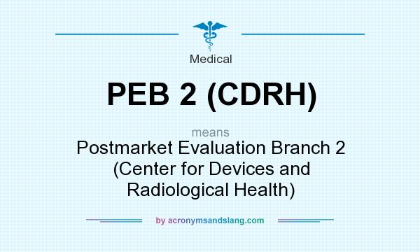 What does PEB 2 (CDRH) mean? It stands for Postmarket Evaluation Branch 2 (Center for Devices and Radiological Health)