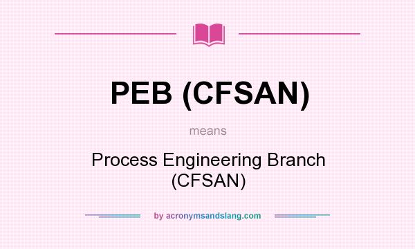 What does PEB (CFSAN) mean? It stands for Process Engineering Branch (CFSAN)