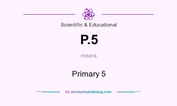 What does P.5 mean? It stands for Primary 5
