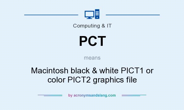 What does PCT mean? It stands for Macintosh black & white PICT1 or color PICT2 graphics file