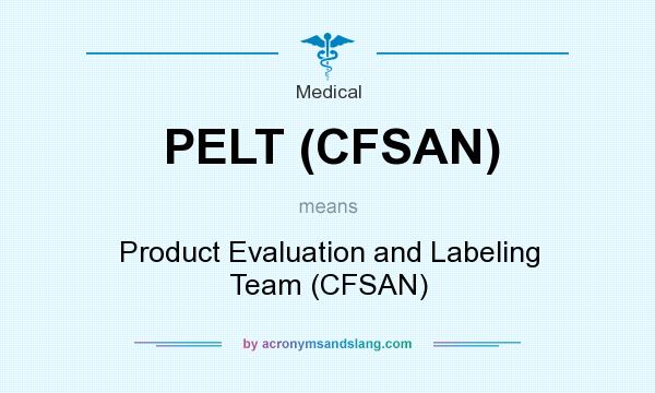 What does PELT (CFSAN) mean? It stands for Product Evaluation and Labeling Team (CFSAN)