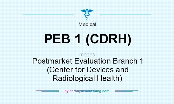 What does PEB 1 (CDRH) mean? It stands for Postmarket Evaluation Branch 1 (Center for Devices and Radiological Health)