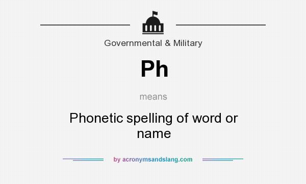 What does Ph mean? It stands for Phonetic spelling of word or name