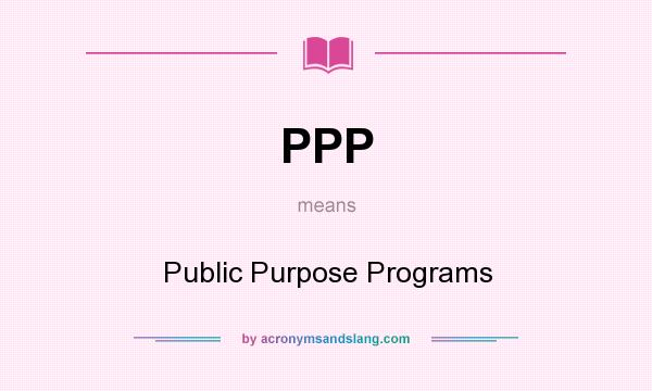What does PPP mean? It stands for Public Purpose Programs