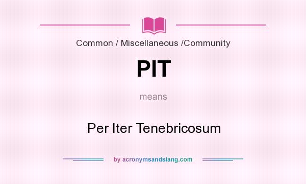 What does PIT mean? It stands for Per Iter Tenebricosum