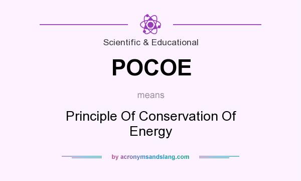 What does POCOE mean? It stands for Principle Of Conservation Of Energy
