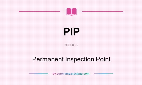 What does PIP mean? It stands for Permanent Inspection Point