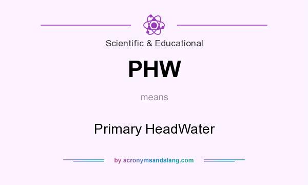 What does PHW mean? It stands for Primary HeadWater