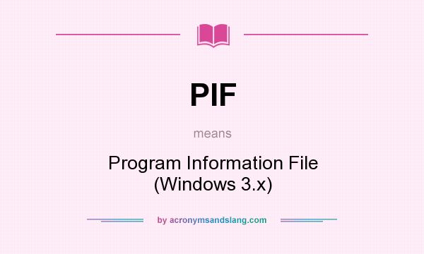 What does PIF mean? It stands for Program Information File (Windows 3.x)