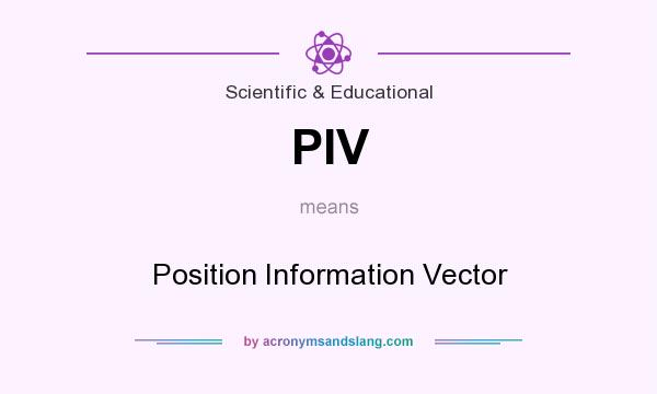 What does PIV mean? It stands for Position Information Vector