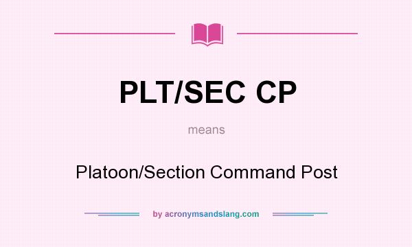 What does PLT/SEC CP mean? It stands for Platoon/Section Command Post