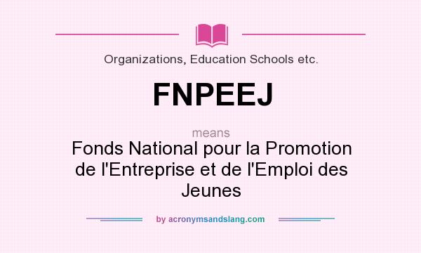 What does FNPEEJ mean? It stands for Fonds National pour la Promotion de l`Entreprise et de l`Emploi des Jeunes