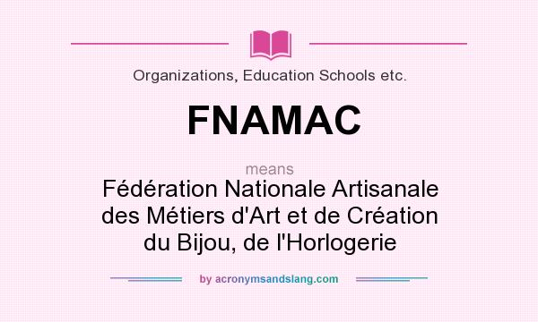 What does FNAMAC mean? It stands for Fédération Nationale Artisanale des Métiers d`Art et de Création du Bijou, de l`Horlogerie