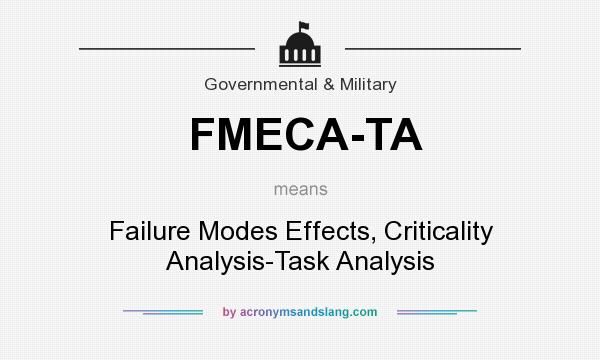 What does FMECA-TA mean? It stands for Failure Modes Effects, Criticality Analysis-Task Analysis