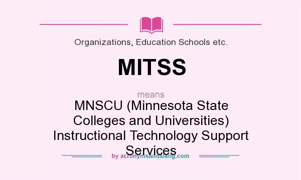 What does MITSS mean? It stands for MNSCU (Minnesota State Colleges and Universities) Instructional Technology Support Services