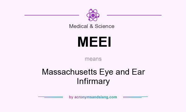 What does MEEI mean? It stands for Massachusetts Eye and Ear Infirmary