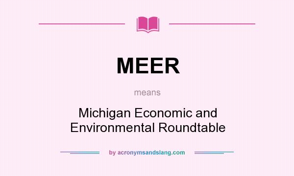 What does MEER mean? It stands for Michigan Economic and Environmental Roundtable