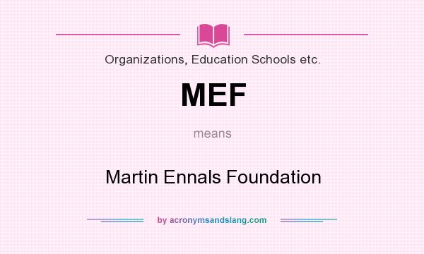 What does MEF mean? It stands for Martin Ennals Foundation