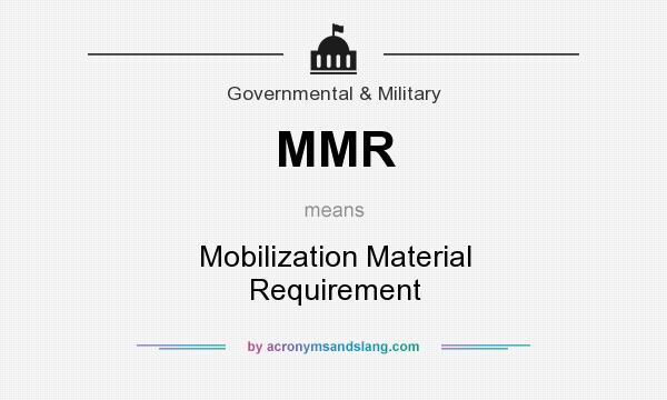 What does MMR mean? It stands for Mobilization Material Requirement