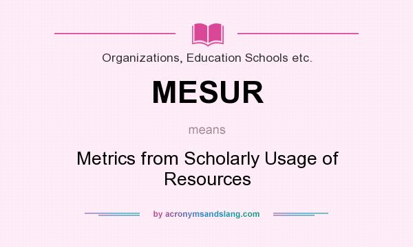 What does MESUR mean? It stands for Metrics from Scholarly Usage of Resources