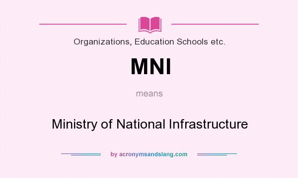 What does MNI mean? It stands for Ministry of National Infrastructure