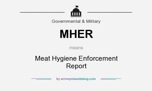 What does MHER mean? It stands for Meat Hygiene Enforcement Report