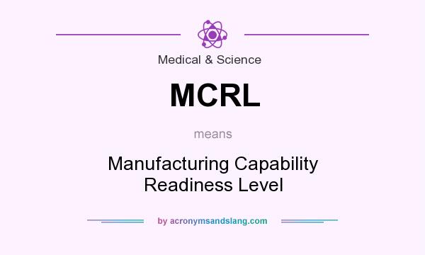 What does MCRL mean? It stands for Manufacturing Capability Readiness Level