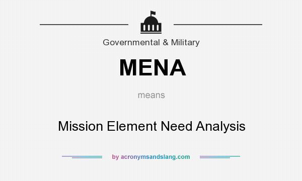 What does MENA mean? It stands for Mission Element Need Analysis